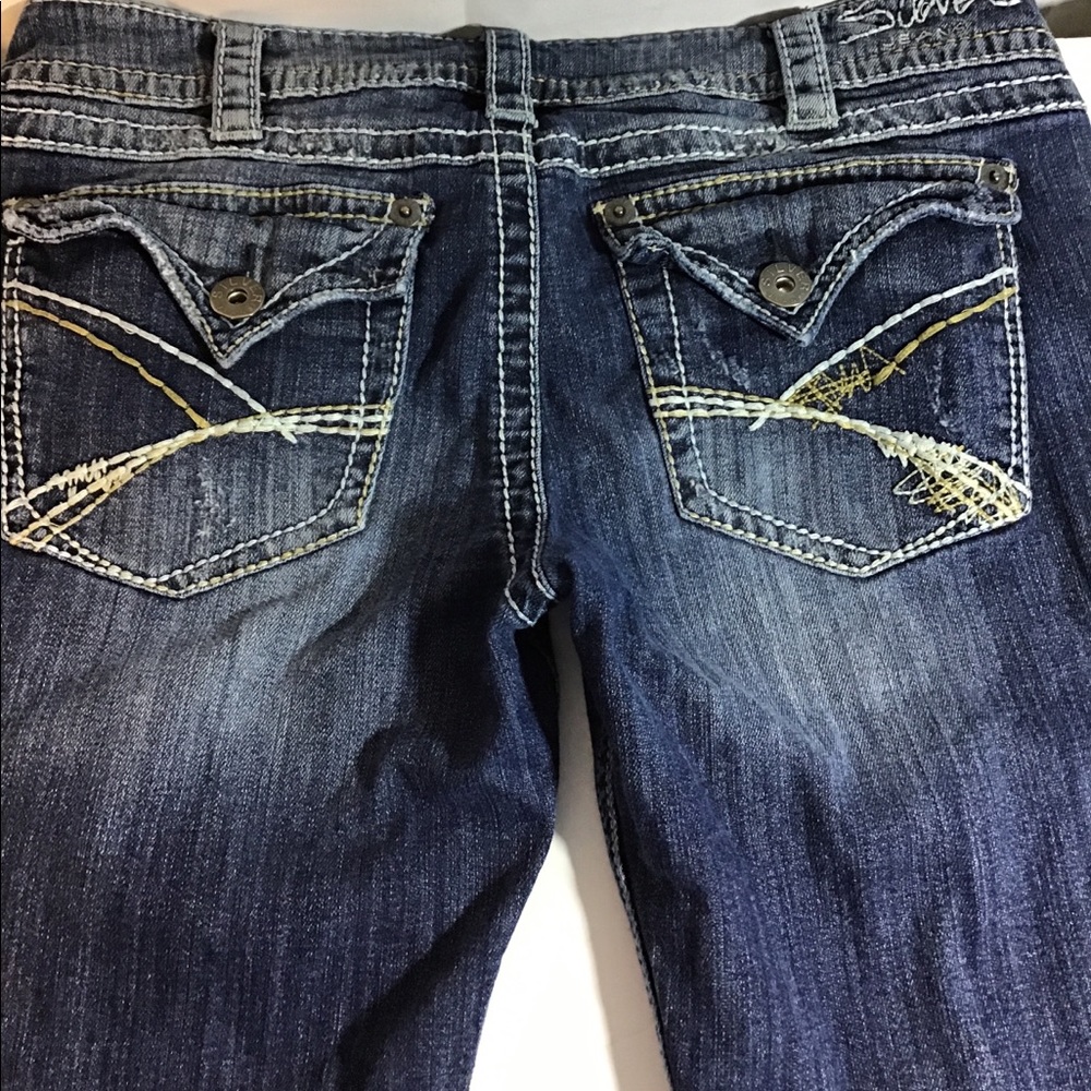 Silver Slim Bootcut Jeans Distressed